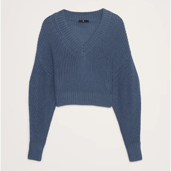 NWT BANANA REPUBLIC OVERSIZED CROPPED V-NECK COTTON SWEATER - Picture 5 of 5